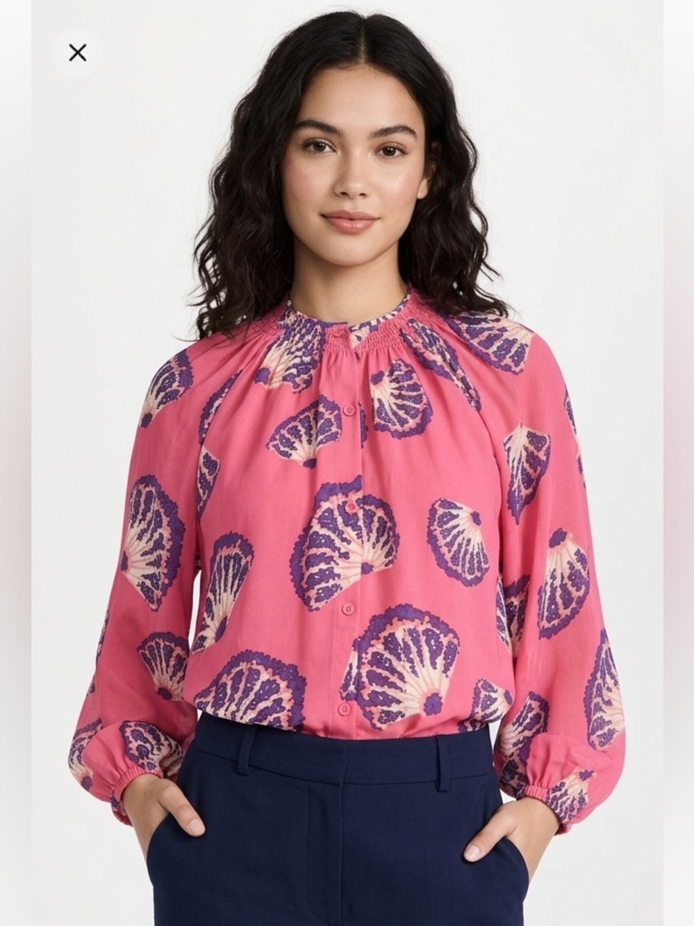 Tucker Pink 3/4 Sleeve Relaxed Boxy Blouse